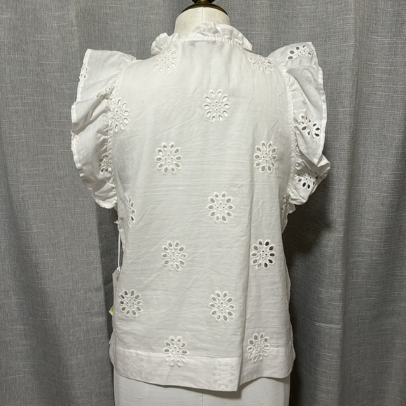 NWT Free Assembly Cotton Eyelet Flutter Sleeve-White-Sz XS - Picture 8 of 16
